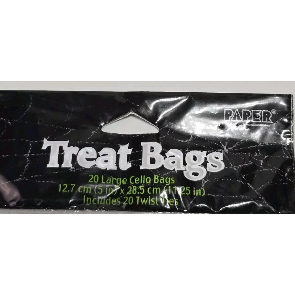 Halloween 20 Cello Trick or Treat Candy Bags Pumpkin Jack-O-Lantern W/twist Ties